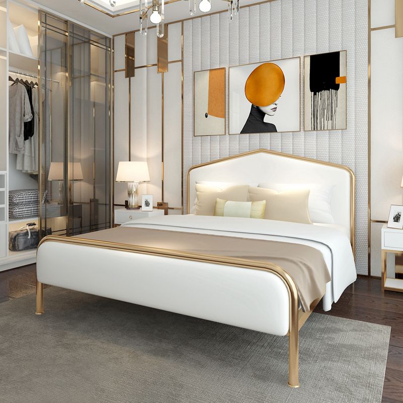 Letto standard imbottito con testiera in metallo a basso profilo