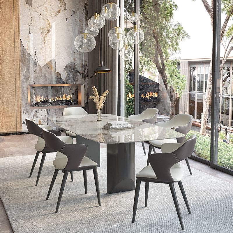 Sintered Stone Top Dining Table Rectangle Table with Black Double Pedestal Clearhalo ' dining_table' 'Dining Tables & Seating' 'Dining Tables' 'furn' 'furn_dining_table' 'Furniture' 'furniture_dining_table' 'Kitchen & Dining Furniture' 'kitchen&dining_furn' 'kitchen' 'kitchen_dining_table' 1200x1200_661099e6-9aaa-4df0-8bcc-031f5022fb41