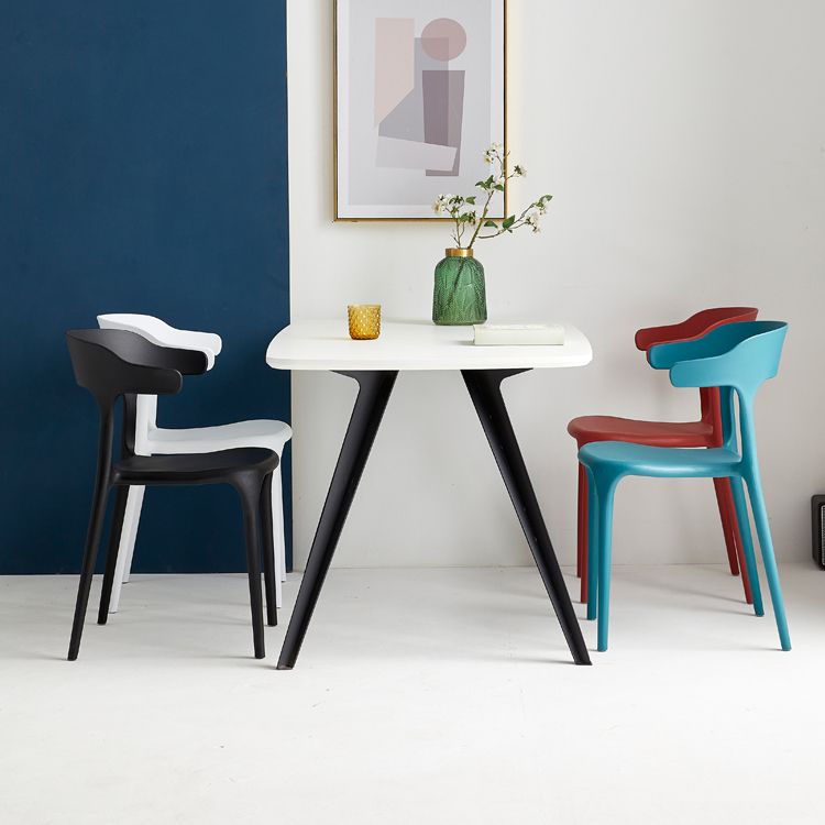 Moderne eetkamer armloos plastic open achterste achterste eetkamerstoel