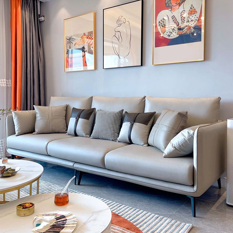 Stationary Stain Resistant Faux Leather Living Room Pillow Top Arm Modern Sofa Clearhalo 'furn' 'furn_sofas' 'Furniture' 'Living Room Furniture' 'Sofa' 'sofas' 1200x1200_66146cbf-8cf6-4742-b6fd-22ea9b7194b8