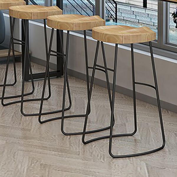 Contoured Seat Dining Stools Solid Wood Bar Stools with Footrest