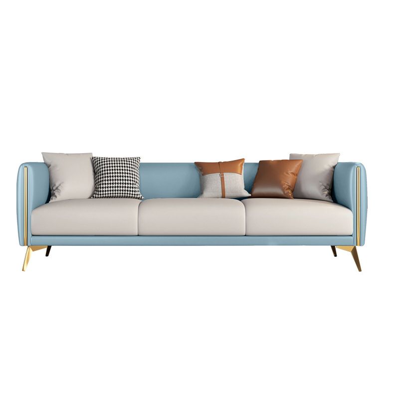 Contemporary Faux Leather Settee 25.98"H Tuxedo Arm Sofa for Four People Clearhalo 'furn' 'furn_sofas' 'Furniture' 'furniture_sofas' 'Living Room Furniture' 'Sofa' 'sofas' 1200x1200_661667bf-b6b5-4d50-a1d9-466e0cfc4cdb