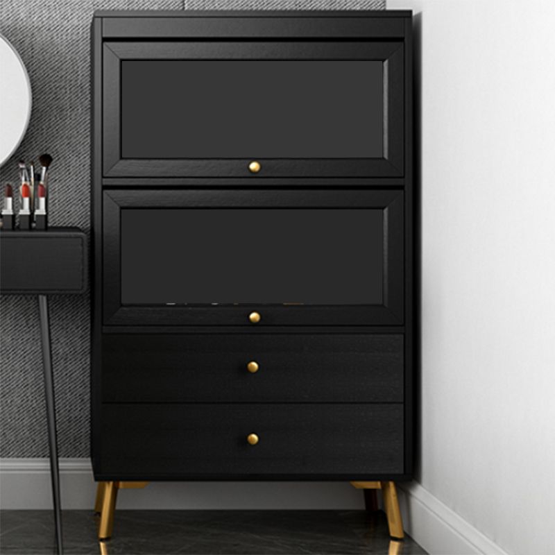 Armoire contemporaine à 2 tiroirs en bois noir, armoire à accent rectangle