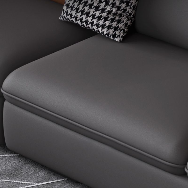 Contemporary Faux Leather Living Room Sofa Dark Gray Cushion Back Sectional Clearhalo 'Furniture' 'furniture_sectionals' 'Living Room Furniture' 'Sectionals' 1200x1200_661b5390-6d45-46c6-b05b-30a79e6ca1ec