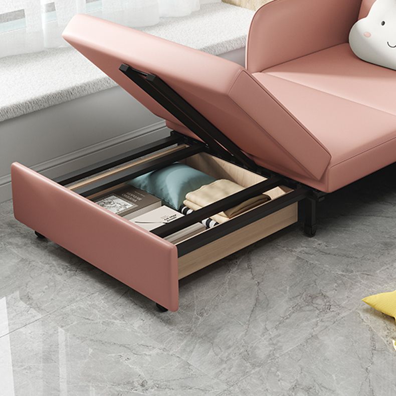 Faux leather Sleeper Sofa 32.28" Wide Pink Foldable Armless Sofa Bed Clearhalo 'furn' 'furn_futons' 'Furniture' 'Futons & Daybeds' 'Futons' 'Living Room Furniture' 1200x1200_661be3b4-8516-4b16-9cd0-53da9abcae6d