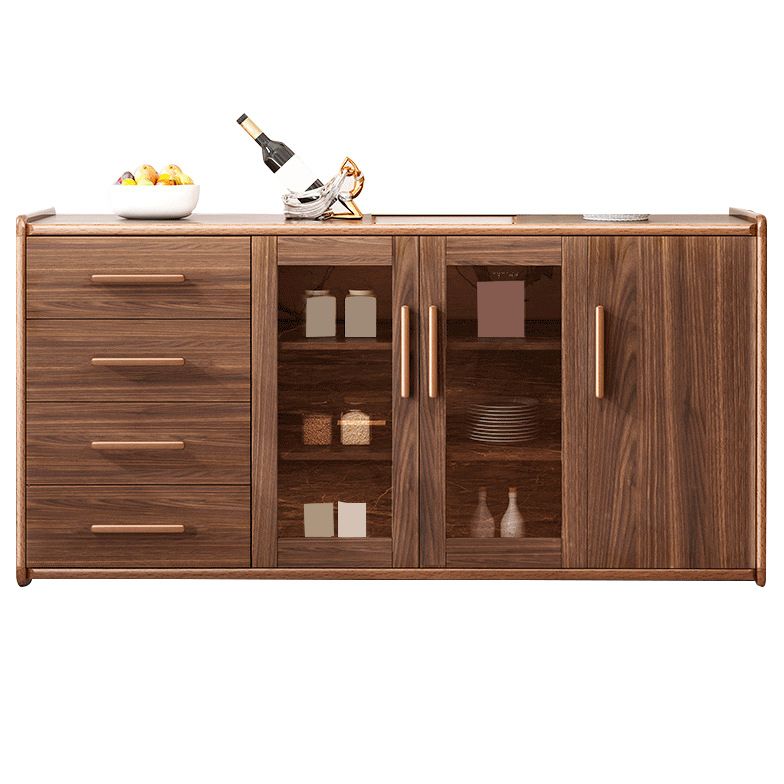 Moderne Sideboard Holzglas Türen Seitenbrett mit Schubladen und Schränken
