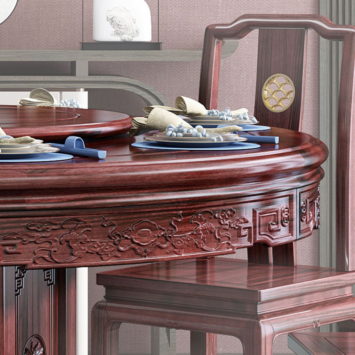 Solid Wood Dining Table Pedestal Round Dinner Table for Dining Room Clearhalo 'Dining Tables & Seating' 'Dining Tables' 'dining_table' 'furn' 'furn_dining_table' 'Furniture' 'Kitchen & Dining Furniture' 1200x1200_661e96a8-b8e6-4e71-b4e5-1661ac6c8966