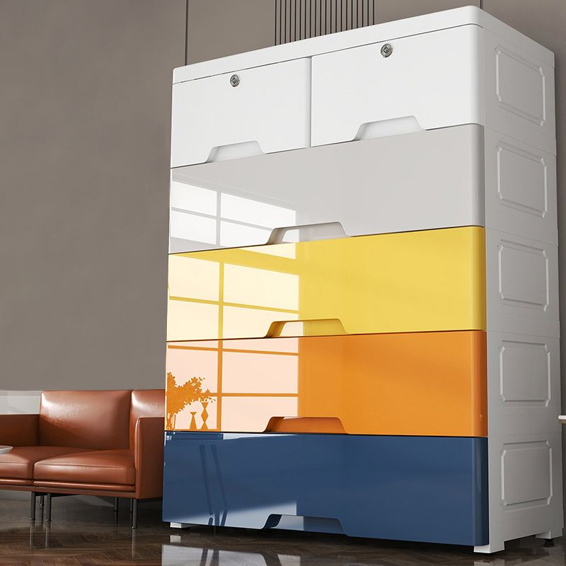 Plastic Storage Cabinet With Drawer Modern Wardrobe Cabinet for Home Clearhalo 'Armoires & Wardrobes' 'armoires_wardrobes' 'Bedroom Furniture' 'furn' 'furn_armoires_wardrobes' 'Furniture' 1200x1200_661f660c-a9f2-438f-8aa4-fbd56056da16