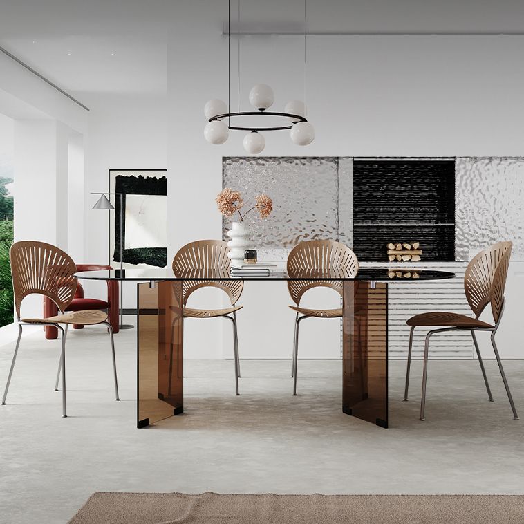 Glass Contemporary Oval Dining Table Clear Glass Top Table with Double Pedestal Clearhalo ' dining_table' 'Dining Tables & Seating' 'Dining Tables' 'furn' 'furn_dining_table' 'Furniture' 'furniture_dining_table' 'Kitchen & Dining Furniture' 'kitchen&dining_furn' 'kitchen' 'kitchen_dining_table' 1200x1200_661f7a50-549d-4374-a450-9647e01f9d02