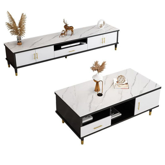 Slate Coffee or End Table with Storage Drawers Contemporary 4 Legs Clearhalo 'Coffee & Accent Tables' 'Coffee Tables' 'coffee_tables' 'furn' 'furn_coffee_tables' 'Furniture' 'Living Room Furniture' 1200x1200_661fa456-5a38-4685-9211-16fd81d3b3db