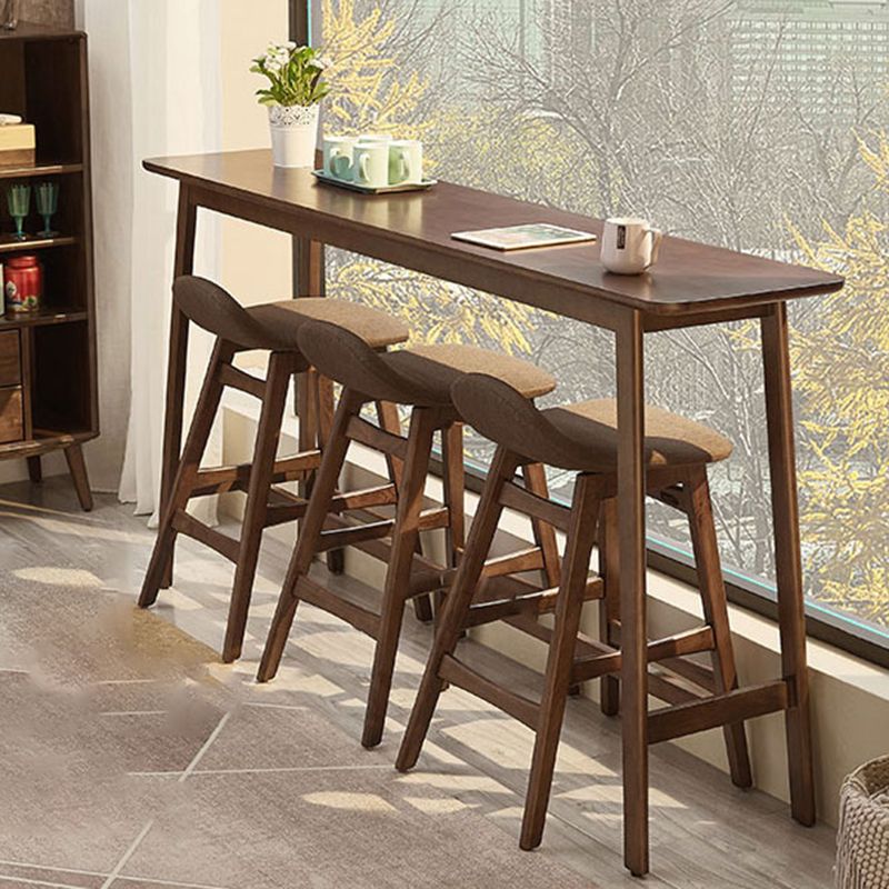Contemporary Bar Dining Table Rectangle Wood Bar Table Trestle Base in Brown Clearhalo 'Bar Furniture' 'Bar Tables' 'bar_tables' 'Furniture' 'furniture_bar_tables' 'Kitchen & Dining Furniture' 'kitchen&dining_furn' 'kitchen' 1200x1200_661fd67e-f586-4040-a774-f2d015bc19c4