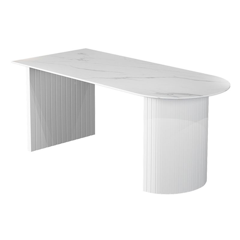 Modern Oval Dining Table Wood Double Pedestal Home Kitchen Dinner Table in White Clearhalo 'Dining Tables & Seating' 'Dining Tables' 'dining_table' 'furn' 'furn_dining_table' 'Furniture' 'furniture_dining_table' 'Kitchen & Dining Furniture' 'kitchen' 'kitchen_dining_table' 1200x1200_6620877a-1cfb-4b06-858e-967000609093