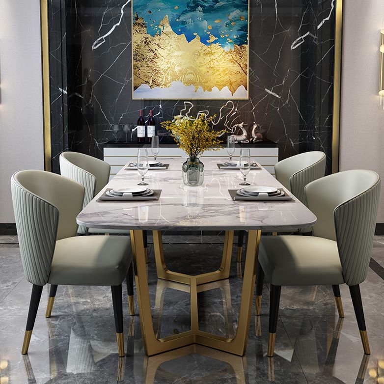 Modern Rectangle Shape Standard Dining Set Sintered Stone White Dining Set for Kitchen Clearhalo 'Dining Room Sets' 'Dining Tables & Seating' 'dining_room_set' 'furn' 'furn_dining_room_set' 'Furniture' 'furniture_dining_room_set' 'Kitchen & Dining Furniture' 'kitchen&dining_furn' 'kitchen' 1200x1200_66216a1a-44b8-47ba-b6a7-84c742aeab4c