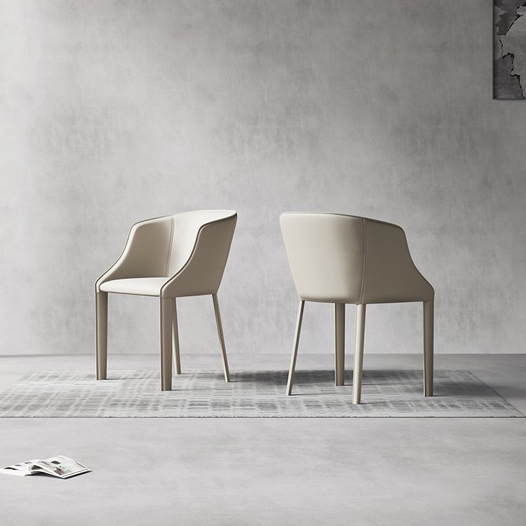 Leather Metal Contemporary Dining Chair Dining Room Solid Back Chair with Arm Clearhalo ' kitchen&dining_furn' 'Dining Chairs' 'Dining Tables & Seating' 'dining_chair' 'furn' 'furn_dining_chair' 'Furniture' 'furniture_dining_chair' 'Kitchen & Dining Furniture' 'kitchen' 1200x1200_66220b88-6592-4584-a6dd-172a286a95ea