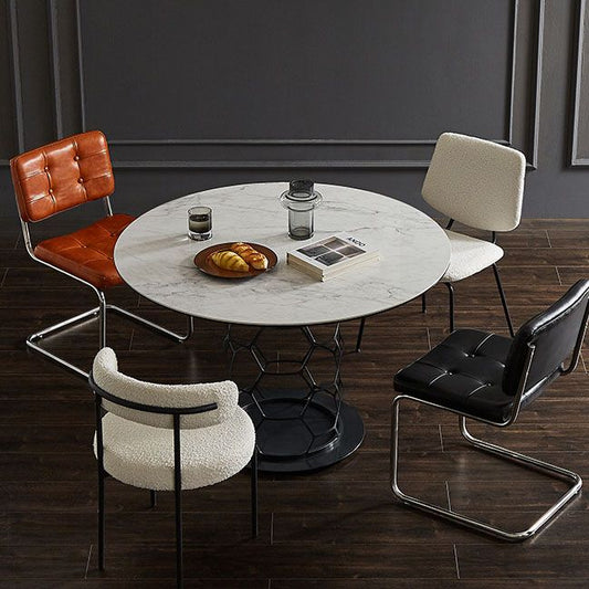 Contemporary Side Chair Open Back Metal Dining Room Chair in White