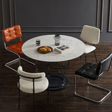 Eigentijdse zijstoel open rug metalen eetkamerstoel in het wit