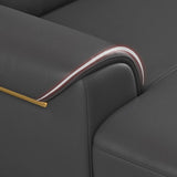 Dark Gray Genuine Leather Sofa and Chaise Pillow Top Arm Sectional for Living Room Clearhalo 'furn' 'furn_sectionals' 'Furniture' 'furniture_sectionals' 'Living Room Furniture' 'Sectionals' 1200x1200_6622bbe1-8ec1-40c1-baa0-30bd1a13ef40