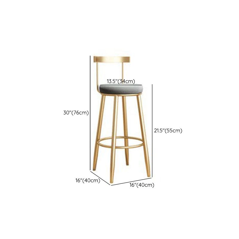 Glam Armless Backrest Counter Stool Iron Bar Stool with Cushion and Pedal for Kitchen Use Clearhalo 'Bar Furniture' 'Bar Stools' 'bar_stools' 'furn' 'furn_bar_stools' 'Furniture' 'Kitchen & Dining Furniture' 1200x1200_6623aa39-d1e2-4f64-adc7-4d0f96422d5f