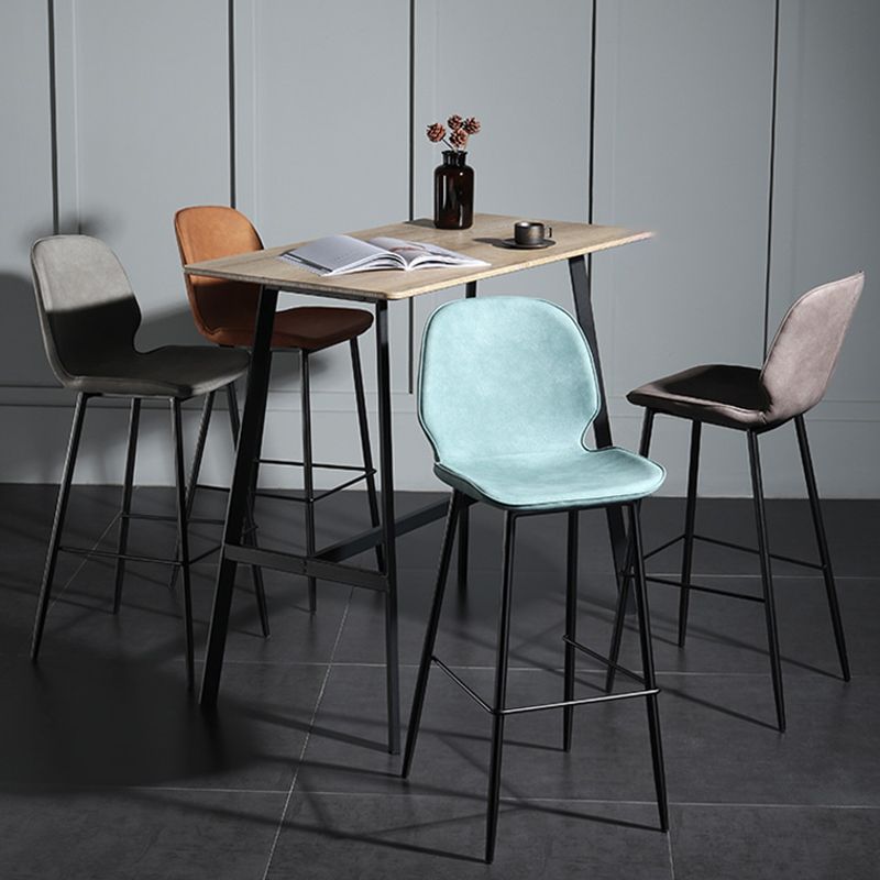 Modern Backrest Armless Counter Stool Iron Balcony Bar Stool with Leather Cushion Clearhalo 'Bar Furniture' 'Bar Stools' 'bar_stools' 'furn' 'furn_bar_stools' 'furniture_bar_stools' 'Kitchen & Dining Furniture' 'kitchen&dining_furn' 'kitchen' 'kitchen_furn' Furniture' 1200x1200_6623b504-1a1a-4046-ad8d-ea38e24d89fd