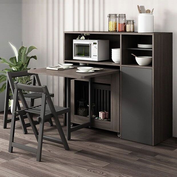Foldable Woode Table in Grey Medieval Modern Rectangle Table with Storage Trestle Base Clearhalo ' dining_table' 'Dining Tables & Seating' 'Dining Tables' 'furn' 'furn_dining_table' 'Furniture' 'furniture_dining_table' 'Kitchen & Dining Furniture' 'kitchen&dining_furn' 'kitchen' 'kitchen_dining_table' 1200x1200_6624af90-967b-41b8-8586-2ca607e580b4