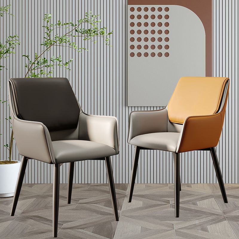 Modern Style Parsons Arm Chair Leather Dining Chair for Dining Room Clearhalo 'Dining Chairs' 'Dining Tables & Seating' 'dining_chair' 'Furniture' 'furniture_dining_chair' 'Kitchen & Dining Furniture' 1200x1200_66278bb7-9238-4638-a660-2d34c885e848