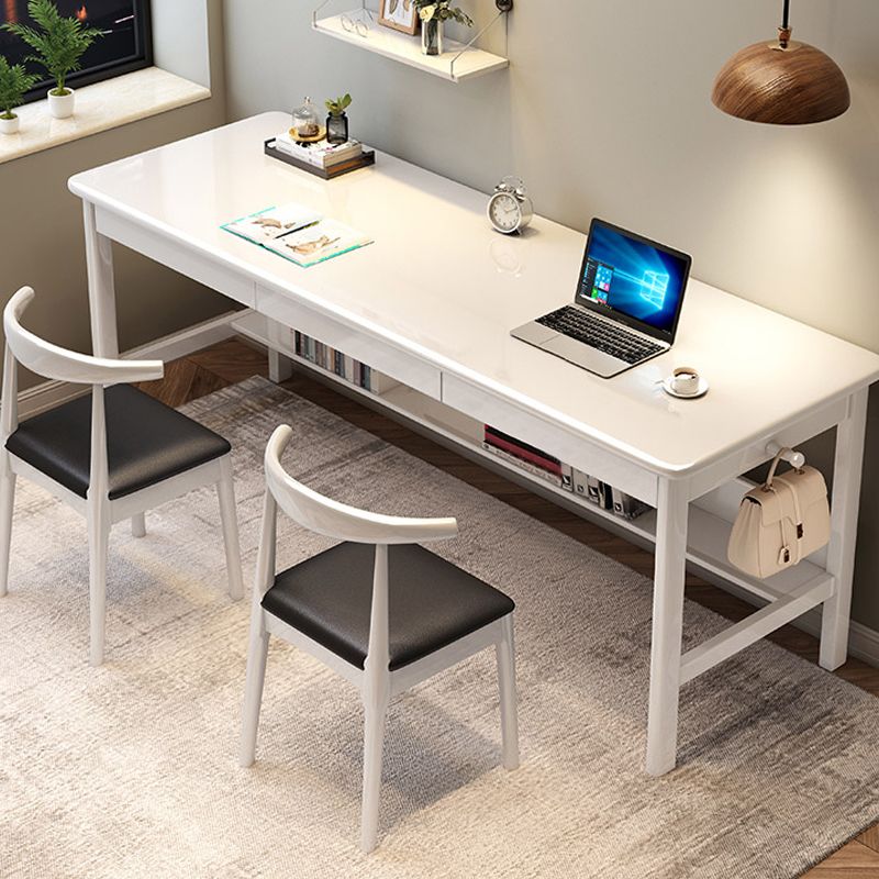 Solid Wood Rectangle Writing Desk Modern 29.53" Tall Office Desk with 3 Drawers Clearhalo 'furn' 'furn_office_desk' 'Furniture' 'Office Desks' 'Office Furniture' 'office_desk' 1200x1200_66279d22-1049-41b2-9f65-82d0bf7834b8