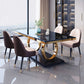Traditional Luxury Rectangle Dining Table Marble and Metal Gold Base Table