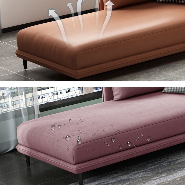 Nordic Cushioned Chaise Lounge Pine Chaise with Recessed Arms for Bedroom and Living Room