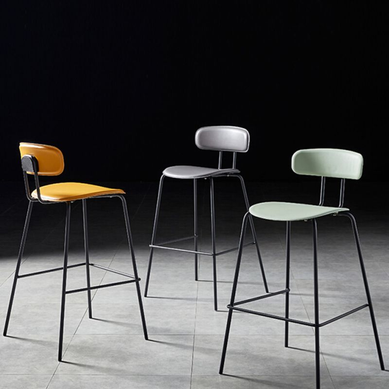 Nordic Style Leather Seat Backrest Bar Chair Front Desk High Chair Clearhalo 'Bar Furniture' 'Bar Stools' 'bar_stools' 'furn' 'furn_bar_stools' 'Furniture' 'Kitchen & Dining Furniture' 1200x1200_662c45fc-89b3-49e1-b291-c299c16700c7