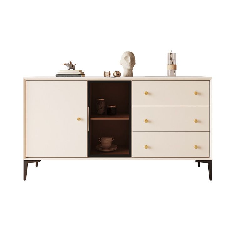 Glam Credenza Glass Doors Stone Side Board with Cabinets and Drawers Clearhalo 'buffet_sideboard' 'Buffets & Sideboards' 'furn' 'furn_buffet_sideboard' 'Furniture' 'Kitchen & Dining Furniture' 1200x1200_662cd8d9-b56b-498e-8dd4-266b3b935770