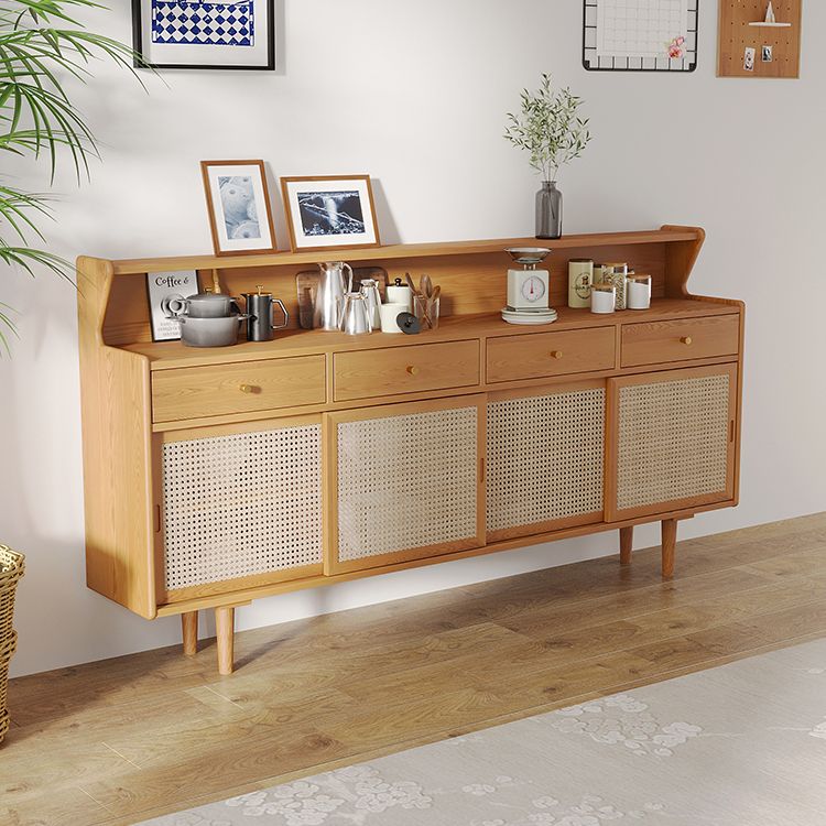 Puertas de vidrio marrón Mesa contemporánea de madera maciza para sala de estar para sala de estar