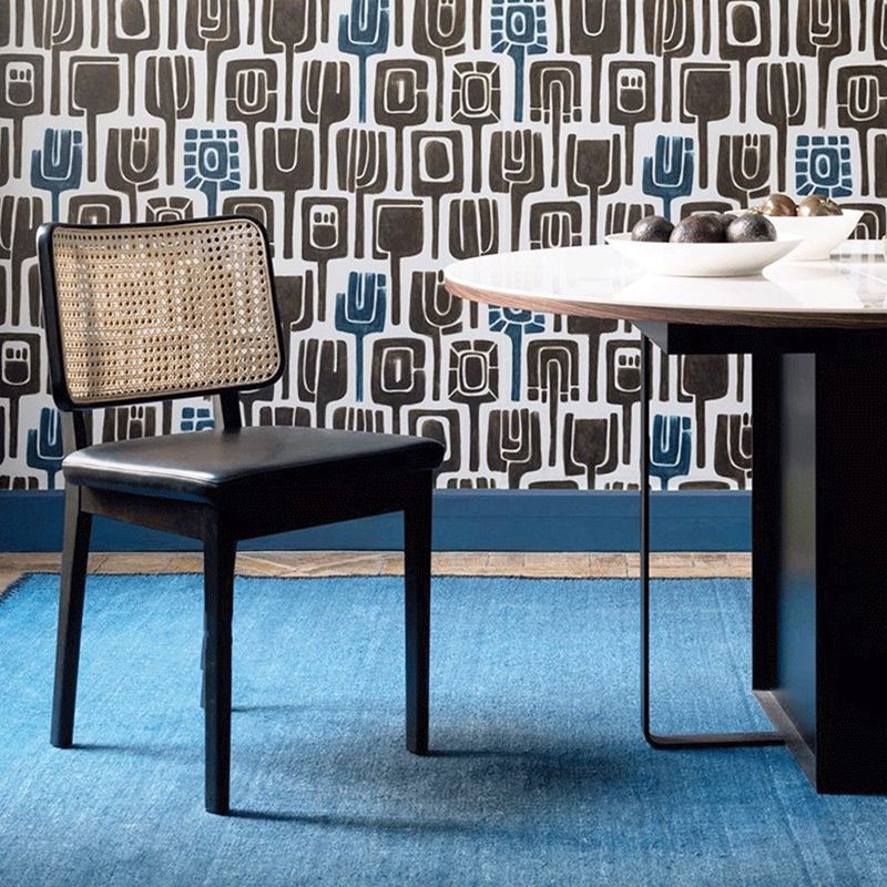 Traditionele stijl stoel vast hout riet rug eetkamerstoel