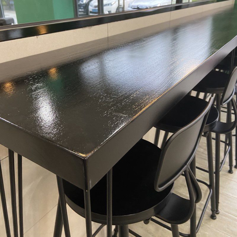 Solid Wood Counter Table with Rectangle Table Top Black Legs Table - 41.3" H Clearhalo 'Bar Furniture' 'Bar Tables' 'bar_tables' 'furn' 'furn_bar_tables' 'Furniture' 'furniture_bar_tables' 'Kitchen & Dining Furniture' 1200x1200_662fde7b-57cf-41bf-a11e-5c815d7c4f67