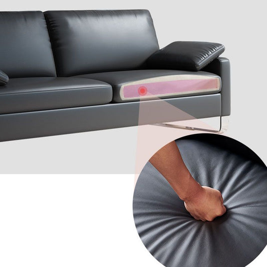 33,46 "Hochquadrat -Armsofa modernes Metall- und Ledersofa in Schwarz