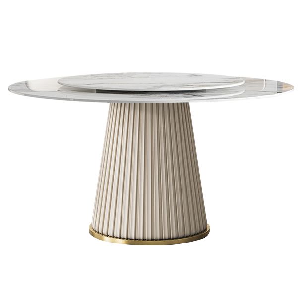 Round Traditional Luxury Dining Table White Sintered Stone Table with White Pedestal Base Clearhalo ' dining_table' 'Dining Tables & Seating' 'Dining Tables' 'furn' 'furn_dining_table' 'Furniture' 'furniture_dining_table' 'Kitchen & Dining Furniture' 'kitchen&dining_furn' 'kitchen' 'kitchen_dining_table' 1200x1200_6630fd16-96bb-41b0-b888-c050fa749618