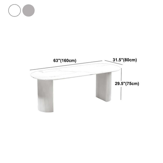 Stone Double Pedestal Dining Table Simplicity Style Dining Room Table for Home Clearhalo ' dining_table' 'Dining Tables & Seating' 'Dining Tables' 'furn' 'furn_dining_table' 'Furniture' 'furniture_dining_table' 'Kitchen & Dining Furniture' 'kitchen&dining_furn' 'kitchen' 'kitchen_dining_table' 1200x1200_66324c2d-6a4d-4f03-9938-3fd690c953cb
