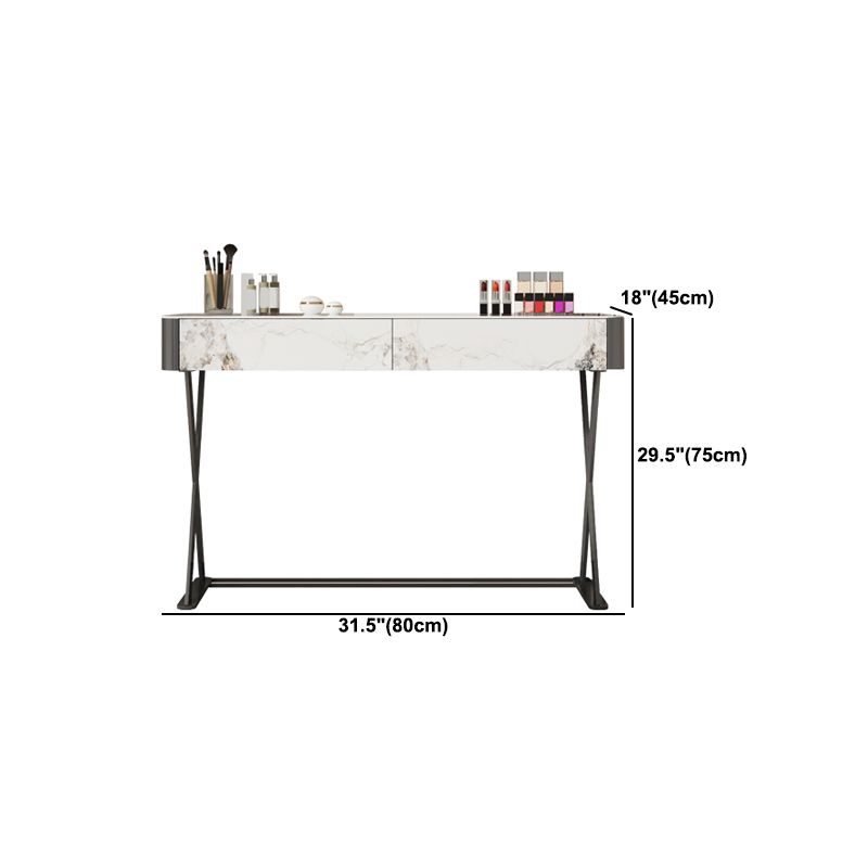 Luxurious Vanity Set 2 Storage Drawers with Padded Stool in White