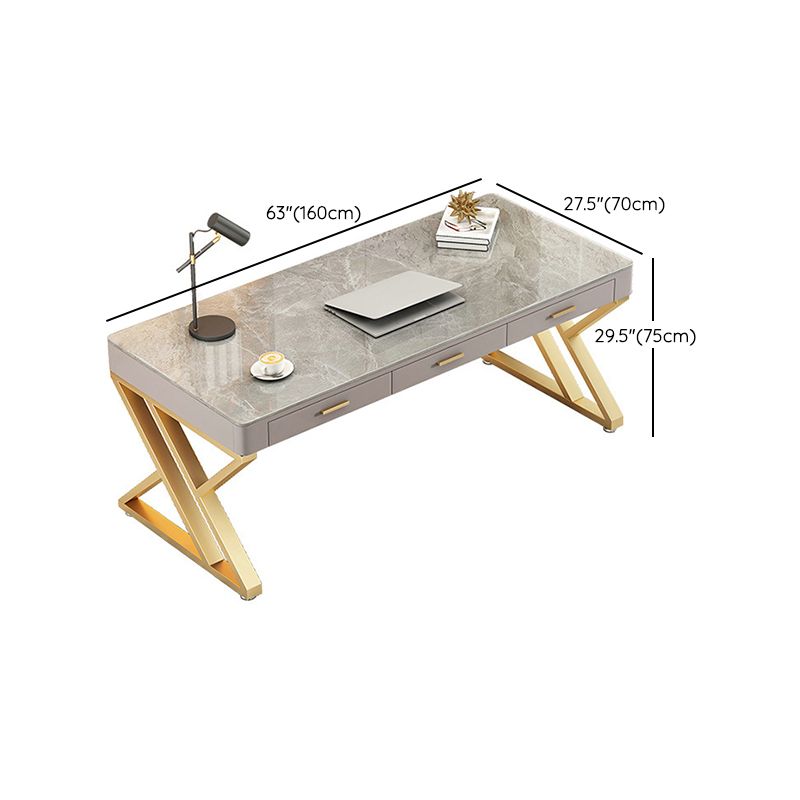 Glam Stone Writing Desk Sled Base 29.53" Tall Office Desk with Drawers Clearhalo 'furn' 'furn_office_desk' 'Furniture' 'Office Desks' 'Office Furniture' 'office_desk' 1200x1200_66331b8f-114c-4d4f-9b1f-319941cf3bdb