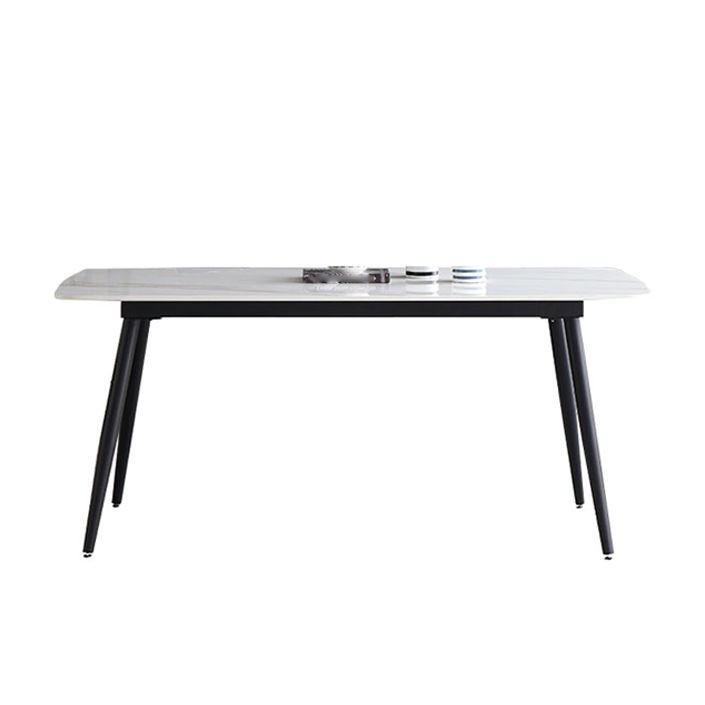 Mesa de cena de piedra rectangular industrial mesa de comedor de base de trípode negro