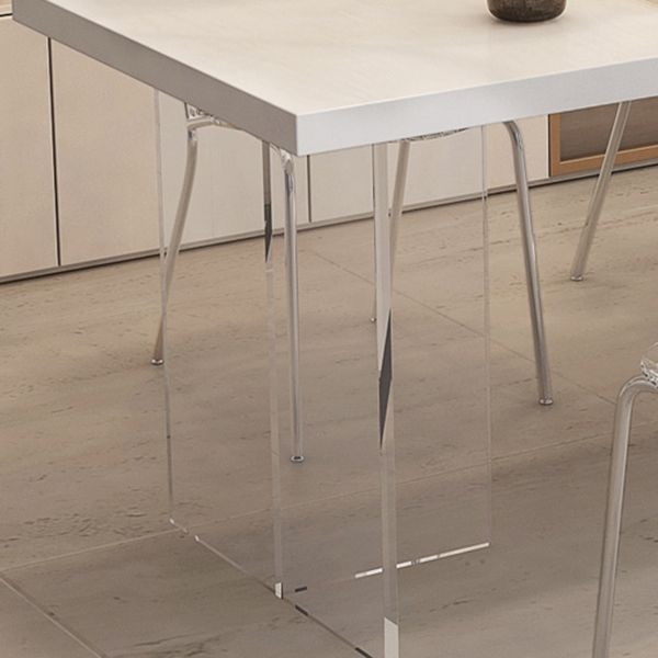 Modern Table in White for Restaurant Rectangle Table with Acrylic Base Clearhalo 'Dining Tables & Seating' 'Dining Tables' 'dining_table' 'furn' 'furn_dining_table' 'Furniture' 'furniture_dining_table' 'Kitchen & Dining Furniture' 'kitchen' 'kitchen_dining_table' 1200x1200_66352737-d491-4223-9f72-83b332815360