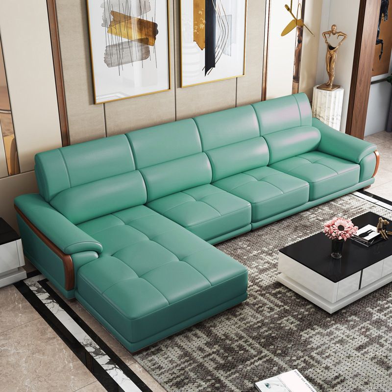 141,73 "a forma di L larga a L vera cuscino in pelle vera braccio sezionale