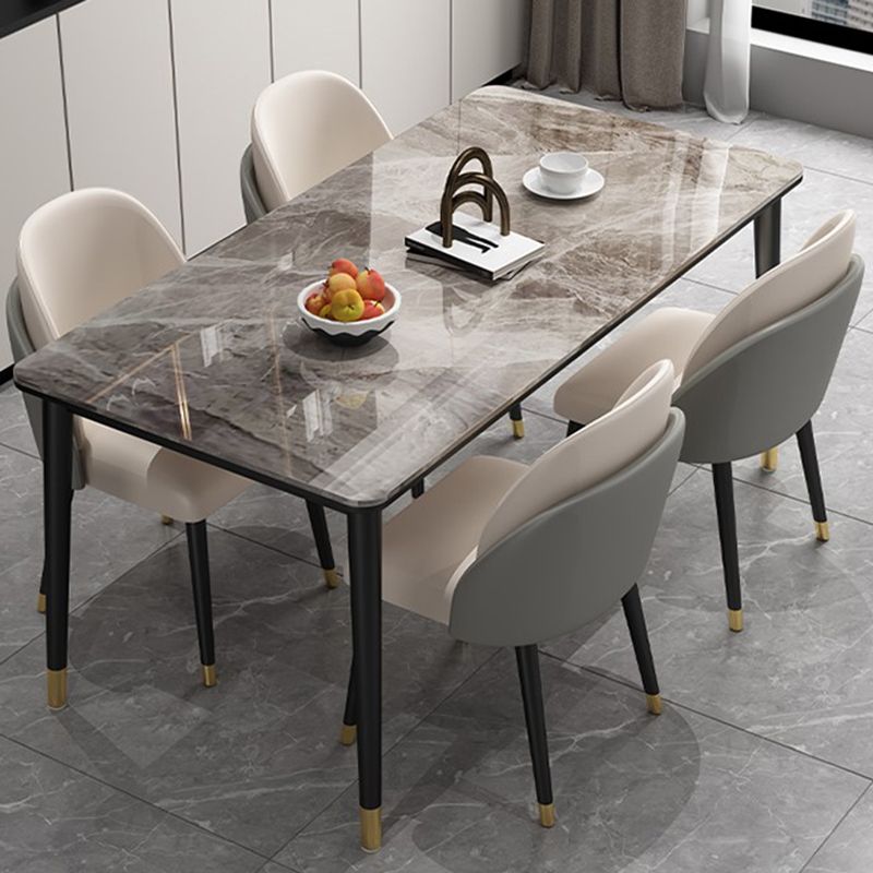 Glam Iron Dining Table Set 1/2/5/7 Pieces Rectangle Dinette Set with Sintered Stone Top Clearhalo 'Dining Room Sets' 'Dining Tables & Seating' 'dining_room_set' 'furn' 'furn_dining_room_set' 'Furniture' 'Kitchen & Dining Furniture' 1200x1200_663641a3-f5fe-4ef6-8ebe-aab602acc48a