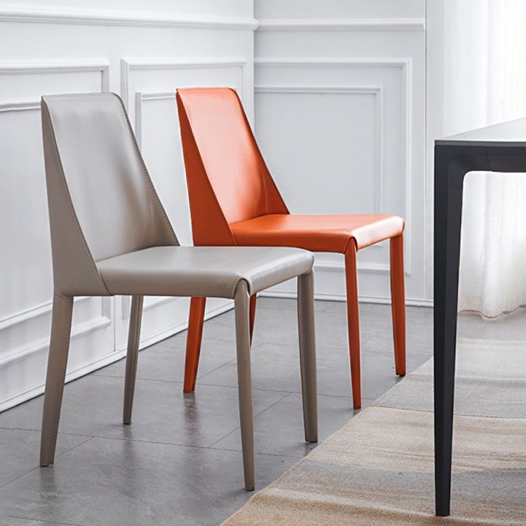 Metal Indoor Upholstered Side Chair Matte Finish Faux Leather Solid Back Dining Chair Clearhalo 'Dining Chairs' 'Dining Tables & Seating' 'dining_chair' 'furn' 'furn_dining_chair' 'Furniture' 'Kitchen & Dining Furniture' 1200x1200_663794cc-0fda-406f-88c6-430e5988743a