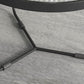 Round Clear Glass Cocktail Table Set Contemporary Cross Legs Coffee Table in Black