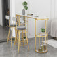 Industrial Free Form Bar Height Table Stone and Iron Bar Table with Storages
