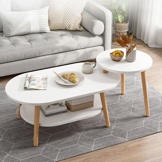 Mesa de café de cuatro piernas café o mesa de madera artificial con estante