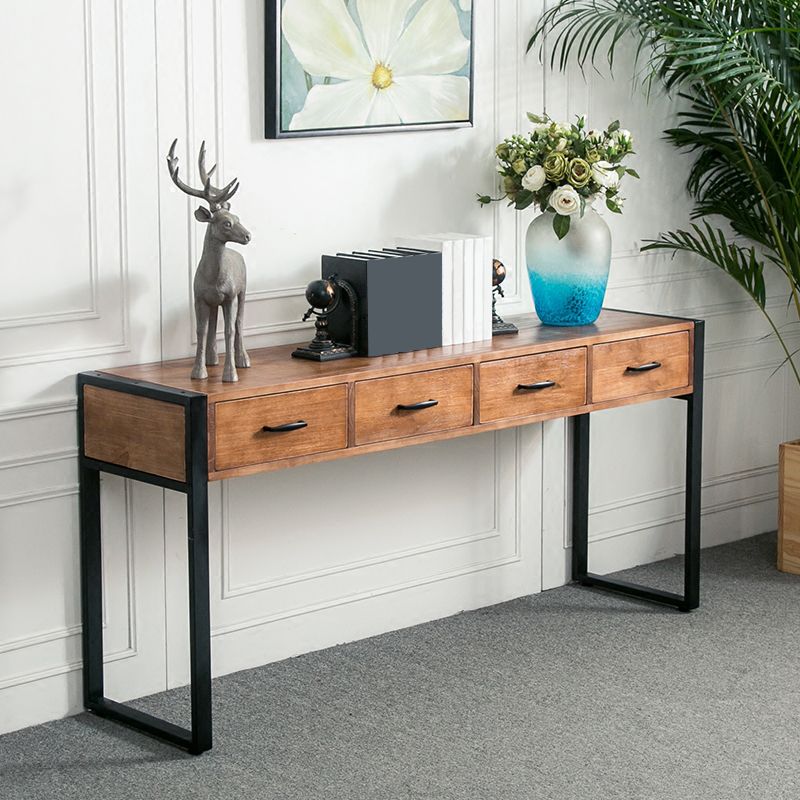Modern Rectangular Console Table Metal Console Sofa Table in Brown Clearhalo 'Console Tables' 'console_tables' 'Entry & Mudroom Furniture' 'furn' 'furn_console_tables' 'Furniture' 1200x1200_663c4c02-2ff8-4190-88cb-e80824c38622