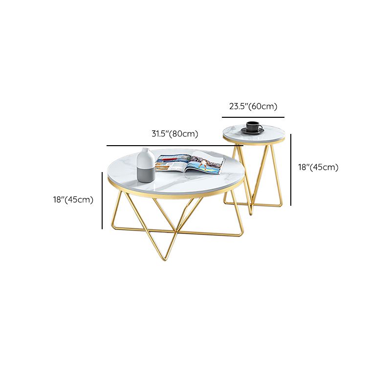 Frame Glam Cocktail Table Stone Round Nesting Coffee Table Set Clearhalo 'Coffee & Accent Tables' 'Coffee Tables' 'coffee_tables' 'furn' 'furn_coffee_tables' 'Furniture' 'Living Room Furniture' 1200x1200_663cbd16-8f1e-4702-a441-08e977040466