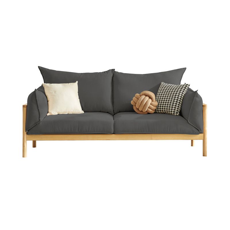 Modern 37" H Linen Wood Frame Square Arm Loveseat for Living Room