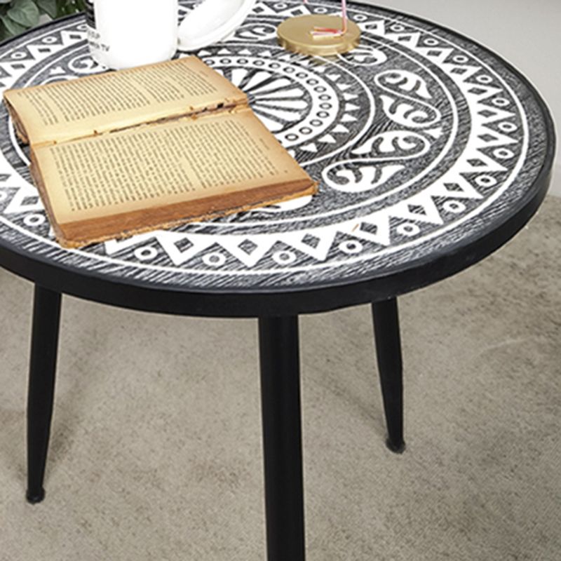 Solid Wood Round Side End Table Rustic 3 Legs End Slide Table